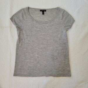 Eileen Fisher Ballet Neck Cap Sleeve Featherweight Cashmere Dark Pearl